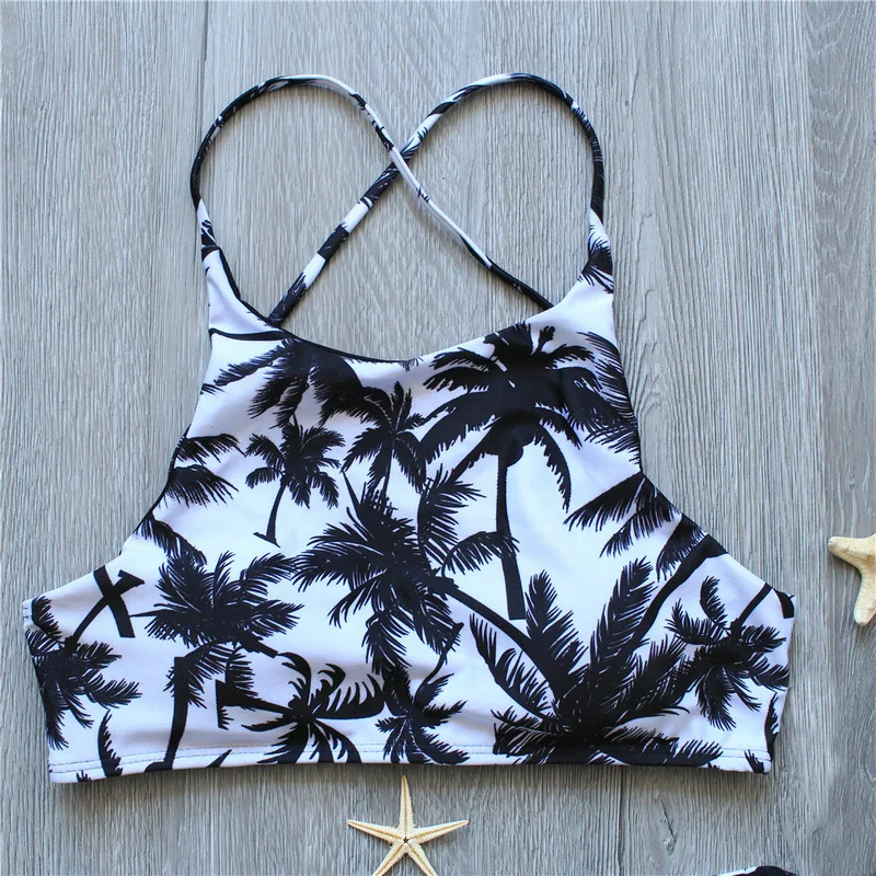 Print Floral Palm Tree Bikini Set Halter Crop Top Hang High Neck Bikinis Set Push Up Swimwear Women Swimsuit Beach Bathing Suit Print Floral Palm Tree Bikini Set Halter Crop Top Hang High Neck Bikinis Set Push Up Swimwear Women Swimsuit Beach Bathing Suit