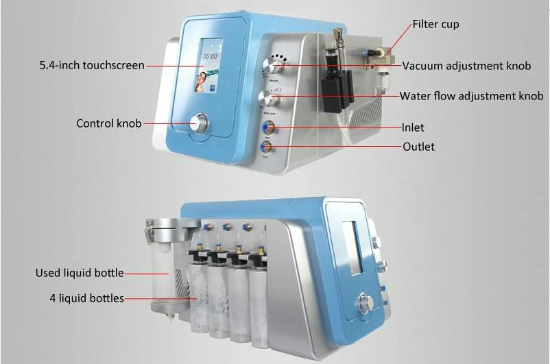 Touch Screen 2 In 1 Diamond Microdermabrasion Hydra Dermabrasion Hydrafacial Water Oxygen Jet Peel Facial Machine With Four Cleaning Bottle (8)