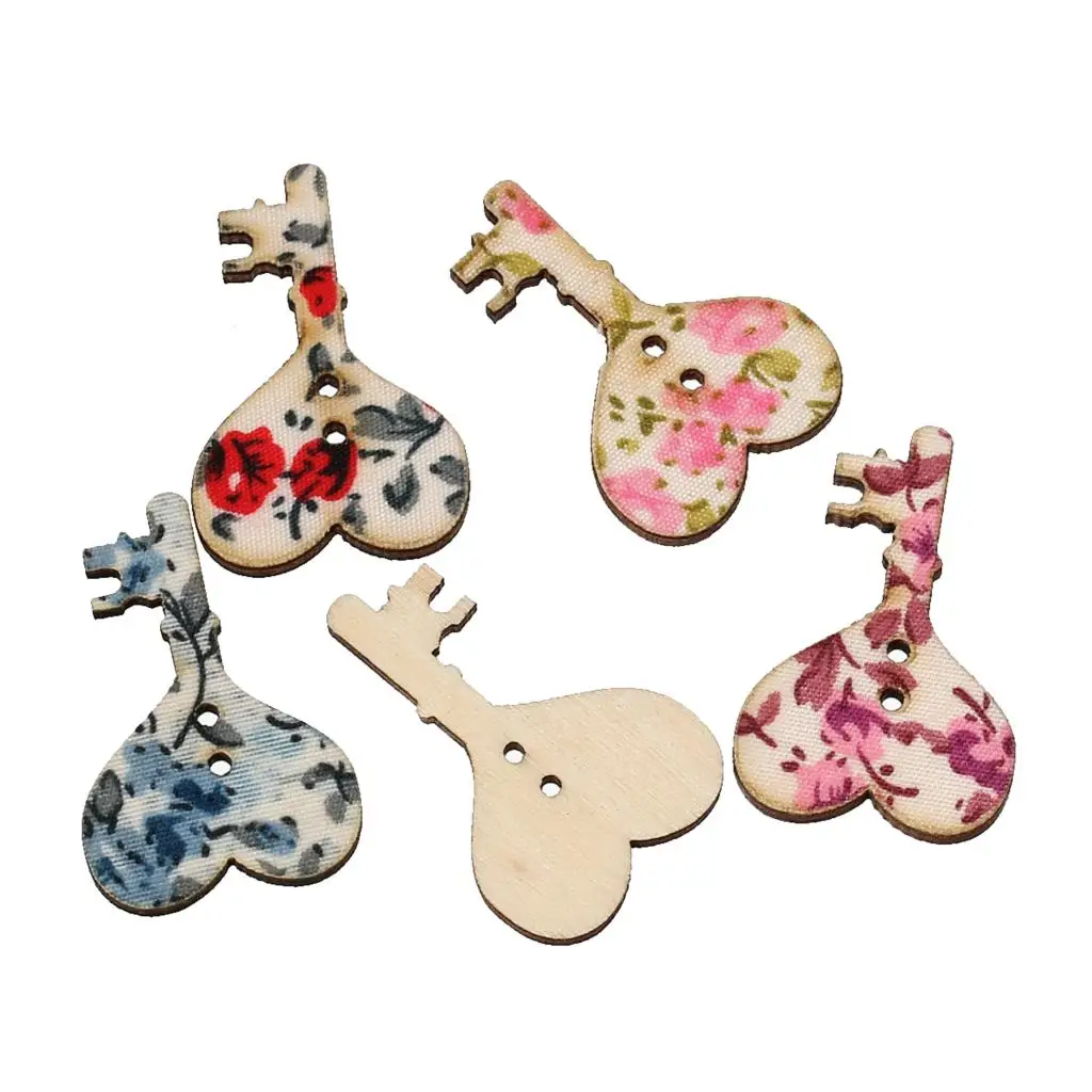 

Wood Sewing Button Scrapbooking Key Mixed 2 Holes Flower Pattern 3.5cm(1 3/8")x 23mm( 7/8"),5 PCs new