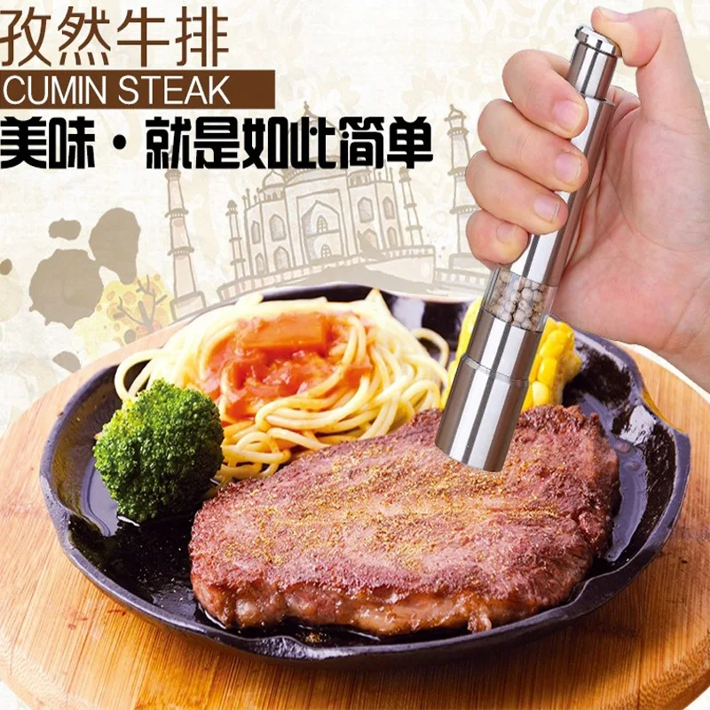 

Stainless Steel Manual Pepper Grinding Spice Machine Powder Condiment Bottle Creative Kitchen Gadget