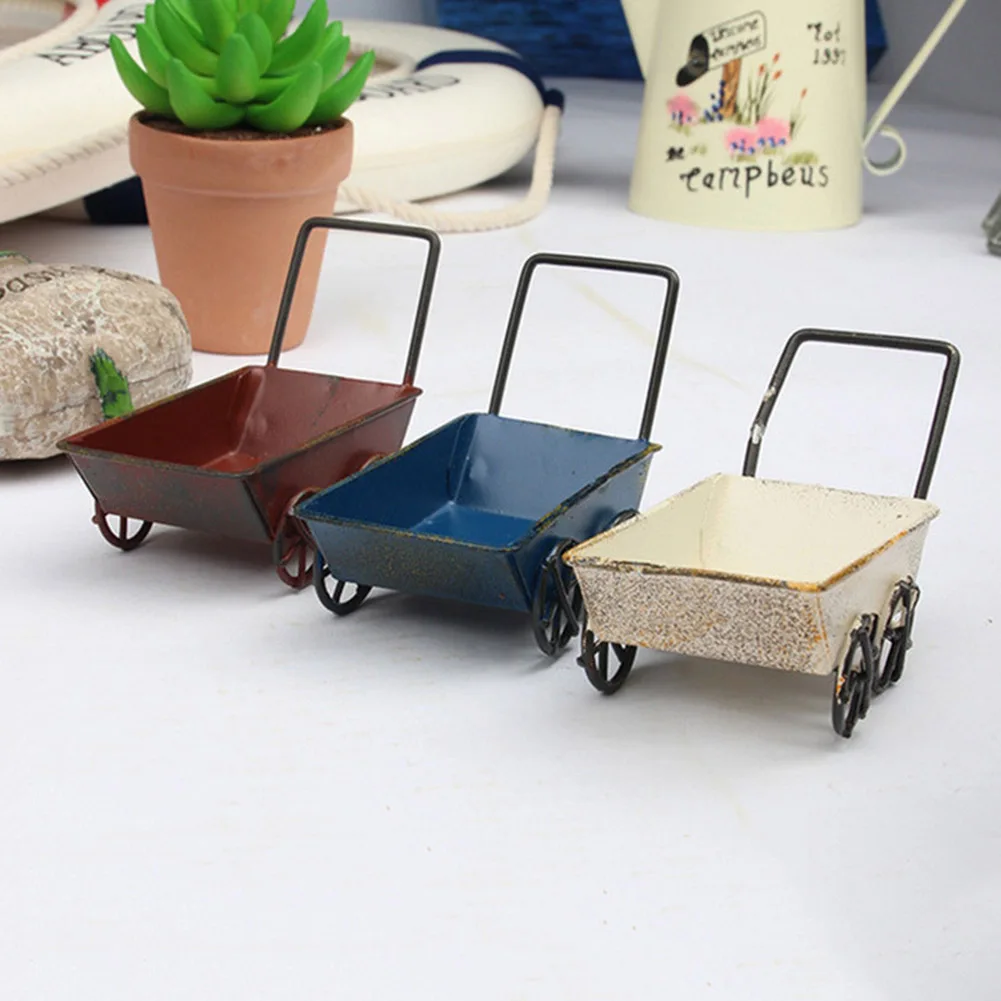 Mini Metal Trolleys Carts Miniature Fairy Garden Craft Home Decor Art