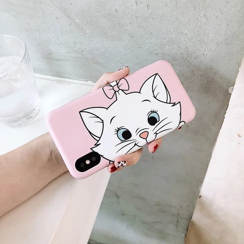 Милый розовый мягкий силиконовый чехол для телефона Marie Cat для iphone 6, 6s, 6 s, 7, 8 plus, чехол с героями мультфильмов для iphone X, XR, XS, MAX, чехол - Цвет: 1