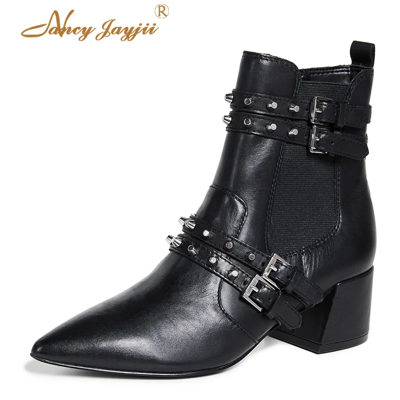 Black Motorcycles Boots Chelsa Women Ankle Bota Ladies Shoes Luxury