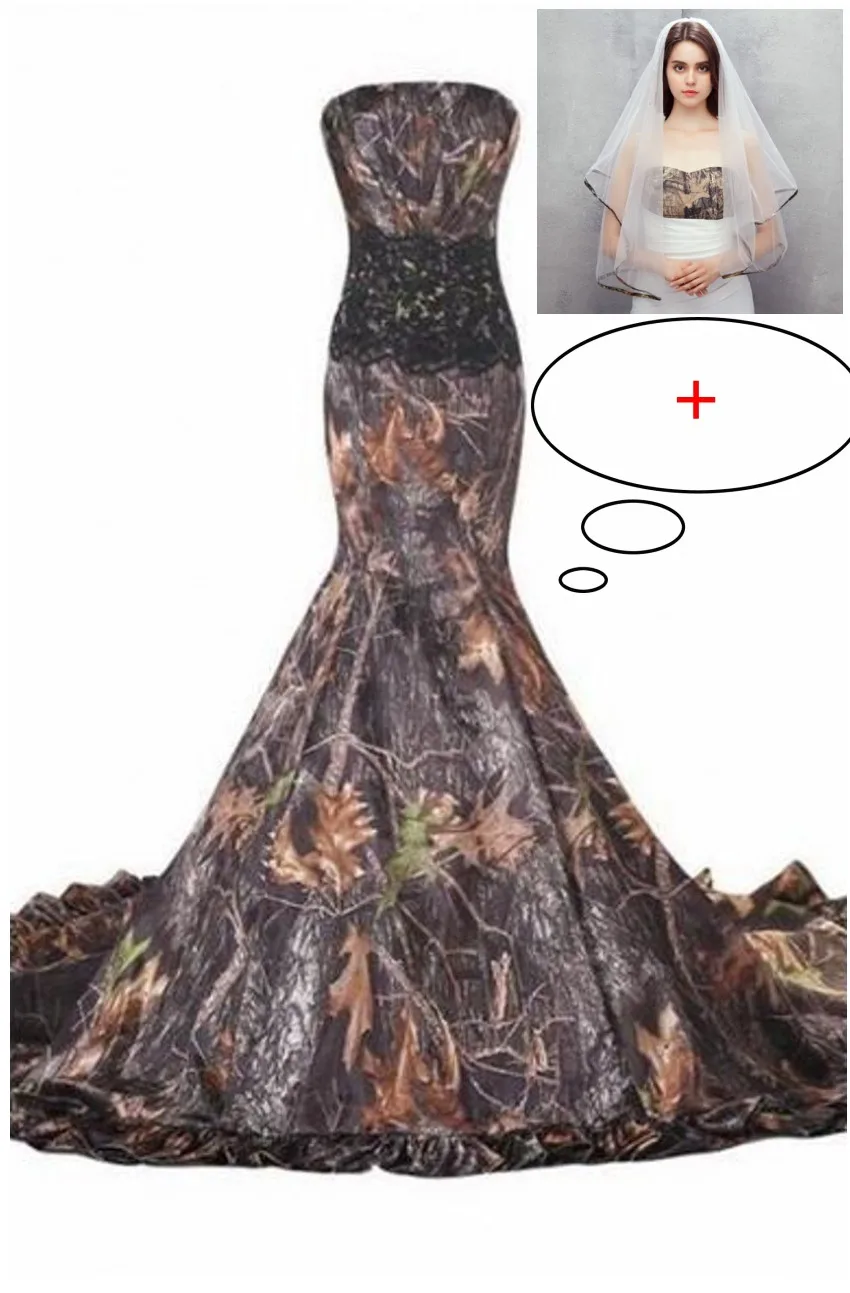 

iLoveWedding Mermaid Camo Wedding Dresses Sleeveless Sweetheart Lace Up Camouflage Appliques Bride Bridal Gowns Custom Made