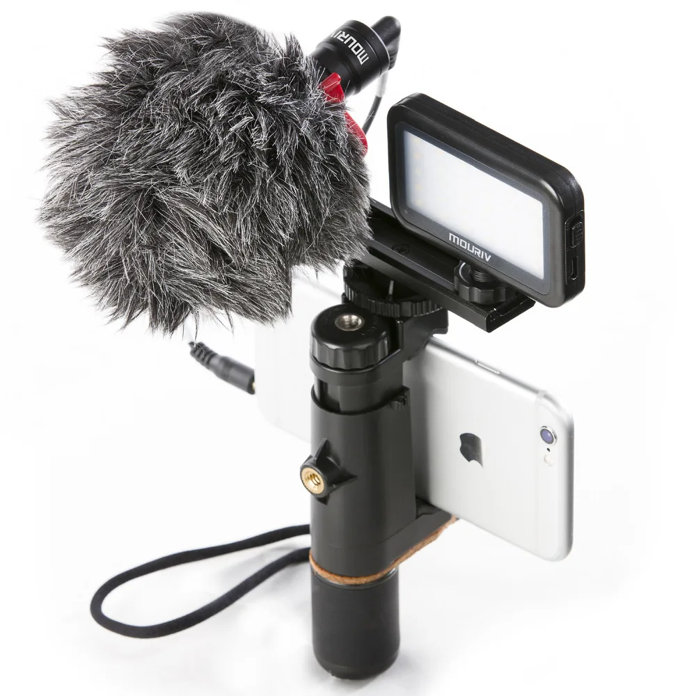 Телефон Крепление для штатива ручка с горячий башмак Совместимость с светодиодные камера и микрофон для youtube видеоблогером видео фильм