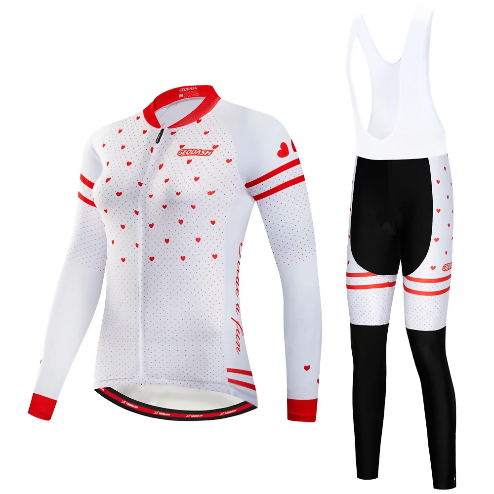 GEODASH хорошее качество термальность флис велосипедная форма дамы 2019 Зима Велоспорт одежда для женщин гель площадку трикотажный комплект