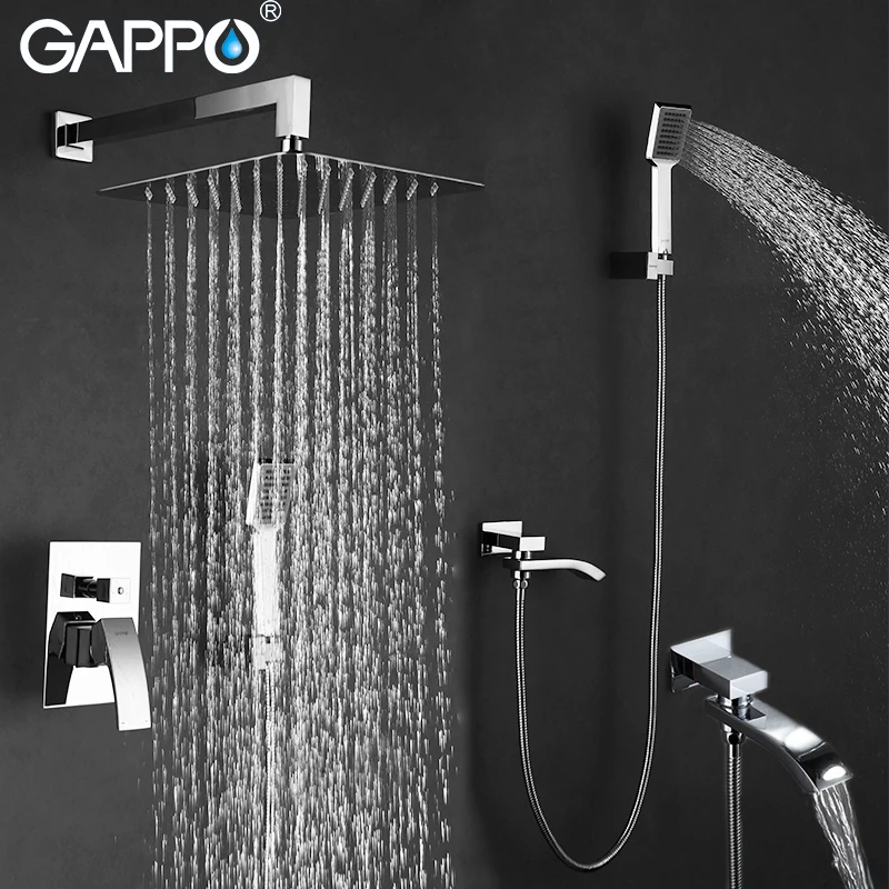 

GAPPO in-Wall bathroom shower faucet set rainfall shower mixer taps chrome bathtub faucet tap waterfall shower head shower bath