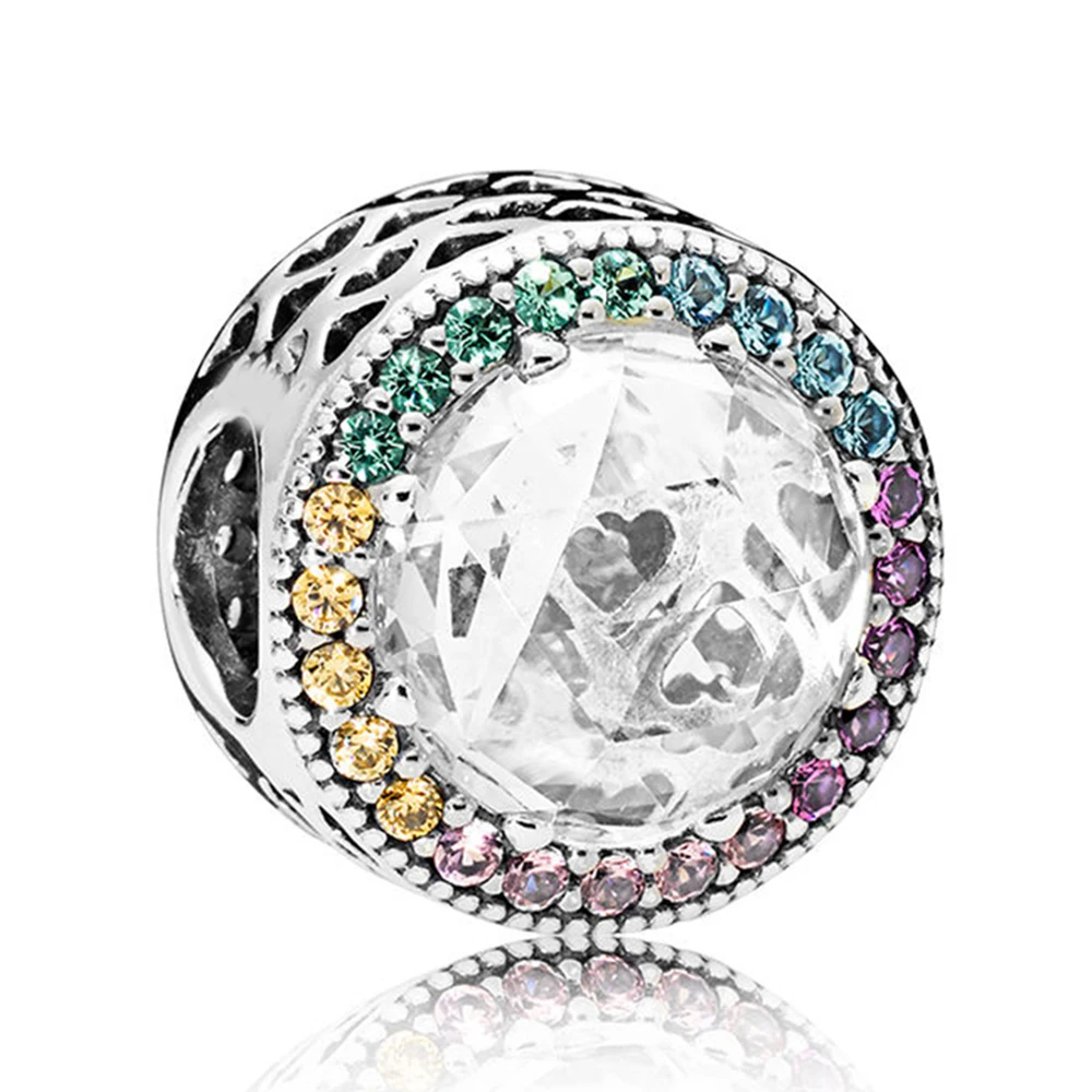 

Radiant Hearts Charm Beads 100% Real 925 Sterling Silver Bead MultiColors Beads Fit Original Bracelet Diy Jewelry