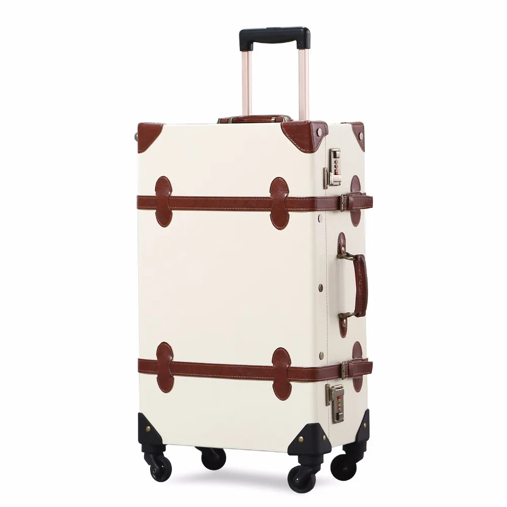 UNIWALKER женский и мужской бежевый винтажный дизайн комплект дорожных чемоданов ретро сумки на колесиках классический чемодан для переноски