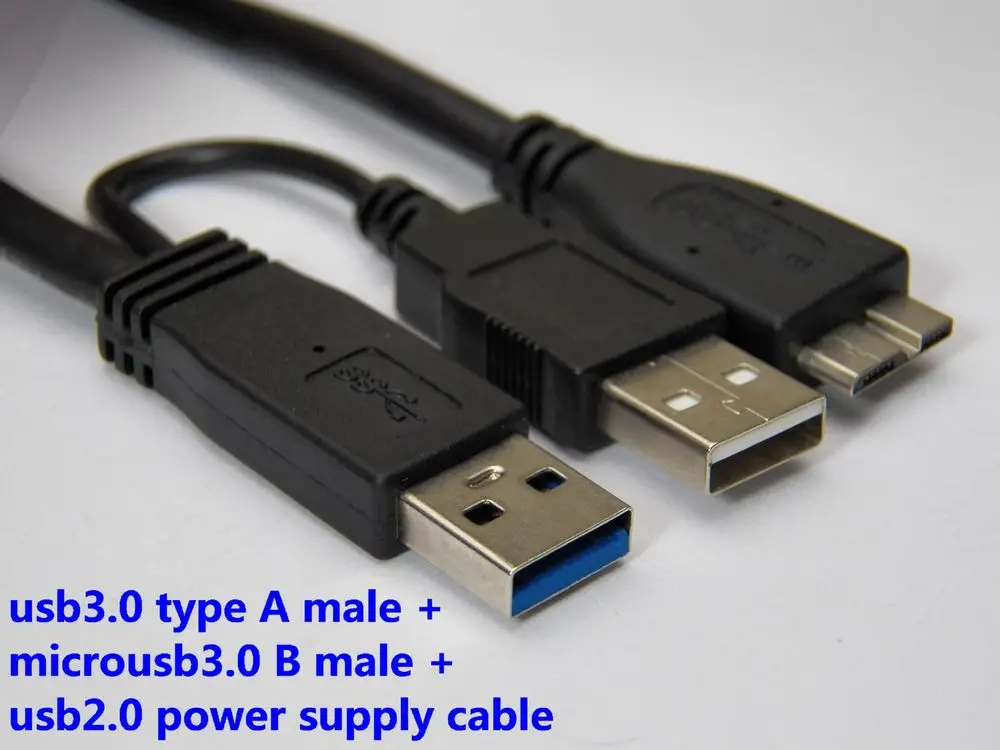 Usb 3.0 3 0 A Male To Micro Usb Y Cable + Power Cable For Mobile Hdd Hard Cable 60cm Black - Pc Hardware Cables & - AliExpress
