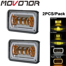 Желтый Цвет Противотуманные фары белый и желтый указатели поворота 4x6 светодиодные фары для грузовых автомобилей Ford герметичные направленного света лампы