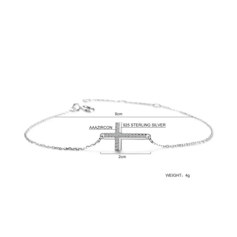 Fengxiaoling 925 пробы Серебряный простой крест кубический цирконий браслеты с подвесками для женщин модные вечерние ювелирные изделия