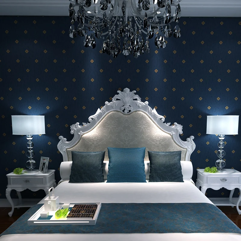 Online shop navy blue wallpaper gold glitter non woven wall decor ...