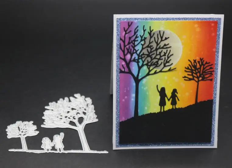 165 Swing Girl Cat SCRAPBOOK Metal Cutting Dies For Scrapbooking Stencils DIY Album Cards Decoration Embossing Folder Die Cuts - Color: 9.8x10.5cm