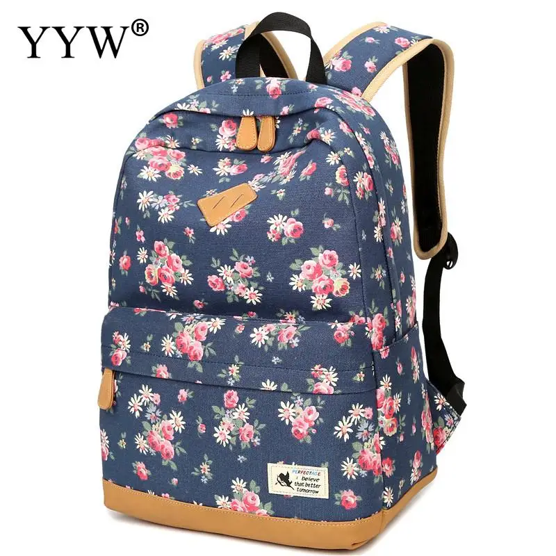 

YYW Brand 2018 Canvas Printed Backpack Women Large Capacity Back Bag Shivering Travel Backpack Student Schoolbags