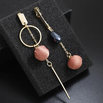 

Korean Style Pink Color Assymetric Earrings For Women Long Personalized Geometric Dangling Earrings Wholesale Jewelry