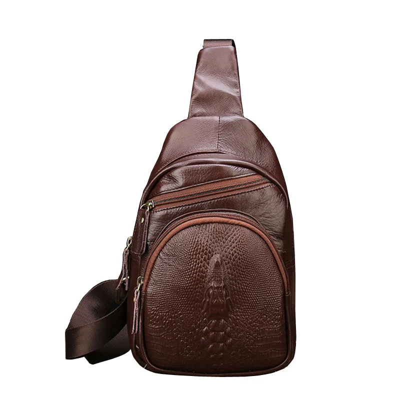 

BOLEKE Men's Vintage Genuine Leather Sling Chest Bag Cross Body Messenger Shoulder Packet Motorcycle for Travel Riding Hiking Po