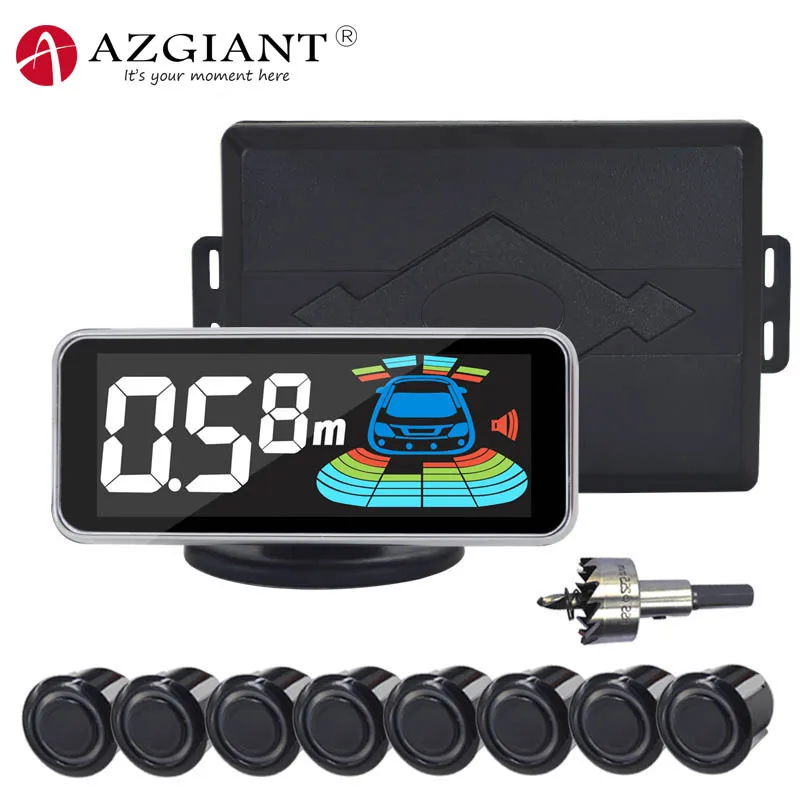 

AZGIANT 12V Digital LCD Display 4 6 8 Sensors Car Parking Sensor Waterproof Automobile Parking Assistance Safe Warning Help