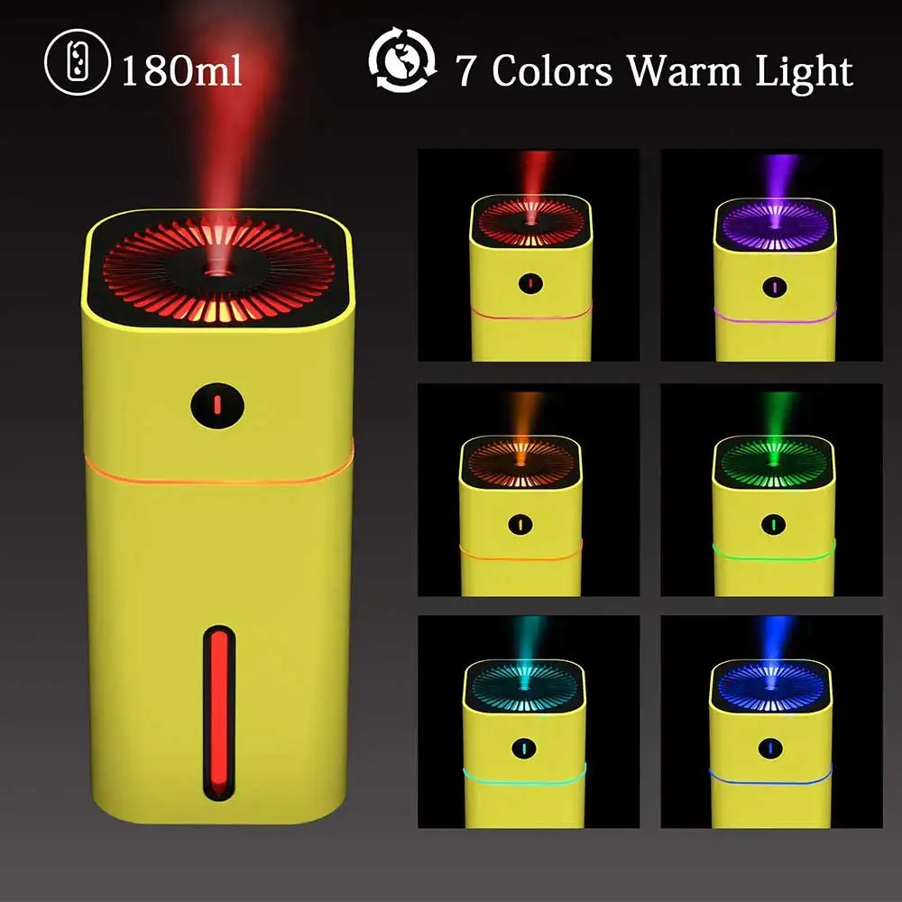 

Ultrasonic Air Humidifier Essential Oil Diffuser With 7 Color Lights Electric Aromatherapy USB Humidifier Car Aroma Diffuser