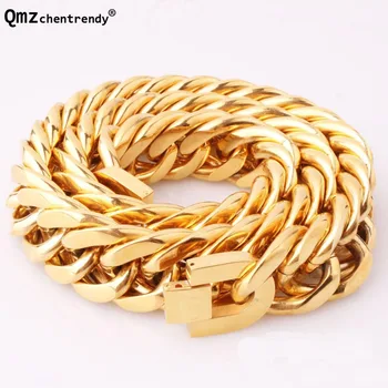

Cuban Chains For Men Hip Hop Jewelry Wholesale Gold Color Thick Stainless Steel Long Big Chunky hiphop Necklace Gift