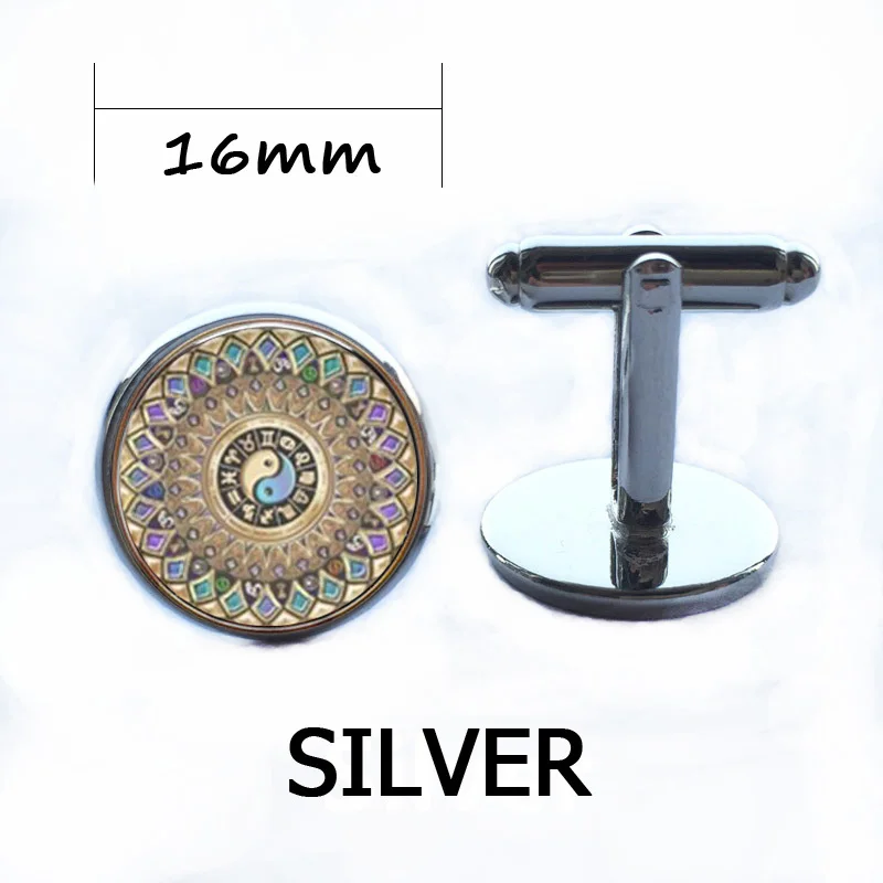 Trendy Wiccan Tai Chi Cufflinks For Mens Mandala Yoga Buddhism Cufflink