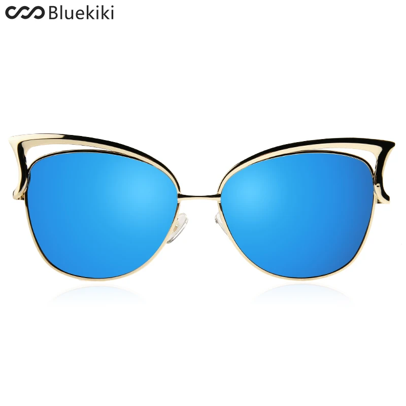 Kiki Для женщин Солнцезащитные очки для женщин Поляризованные Ретро кошачий Средства ухода для век Металл вождения золото Защита от солнца Очки Брендовая Дизайнерская обувь UV400 Óculos де золь - Цвет линз: blue