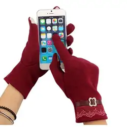 Лучшие продажи сенсорный экран хлопок теплые зимние Бархатные перчатки одна пара модные женские перчатки 5 цветов модные стильные теплые