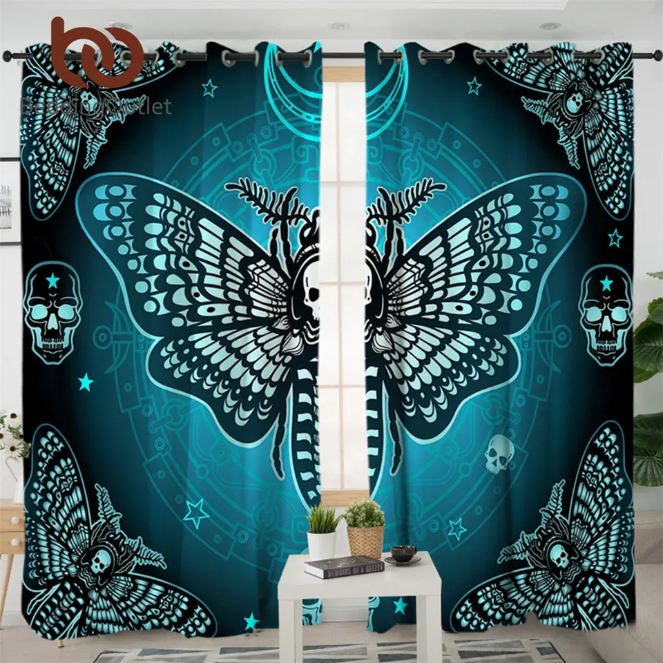 BeddingOutlet Death Moth Curtain for Living Room Gothic Skull Blackout