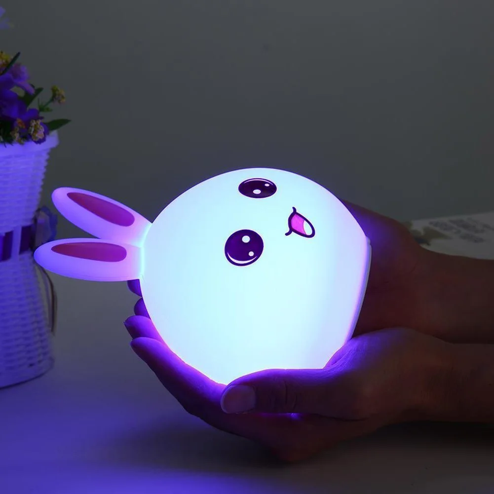 Прекрасный кролик LED ночник многоцветный Силиконовые сенсорный датчик для детей Детские ночники управления ночник для спальни ночник детский