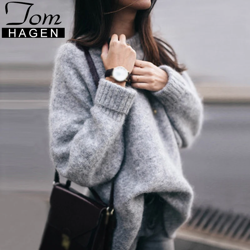 

Autumn Winter Oversized Sweater Women Casual Vintage Basic Thick Warm Pullover Female Loose Knitted Jumper Ladies Solid Sweaters
