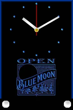 

tnc0033 Blue Moon Beer OPEN Bar Table Desk 3D LED Clock