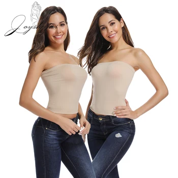 

Joyshaper Summer Strapless Tube Tops for Women Stretchy Bandeau Tube Top Solid Crop Top Casual Nylon New Style Top Tank S-2XL