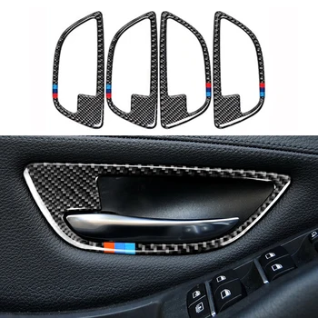 

4PCS/Set Auto Car Interior Car Door Handle Trim Sticker Cover Decoration Carbon Fiber Accessories For BMW F10 5 Series 2011-2017