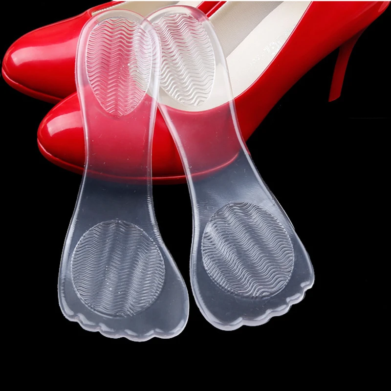 1Pair High Heel Silicone Gel Cushion Insole Shoe Anti Slip Foot Feet Pad Transparent Pain Relief