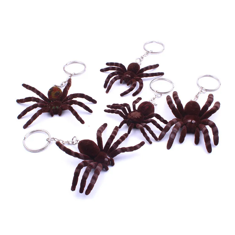 Новые милые мини-пауки помпоны брелки для женщин девочек плетеная обувь ручной работы искусственный мех кролика паук пушистые подвески для ключей ключи кольца