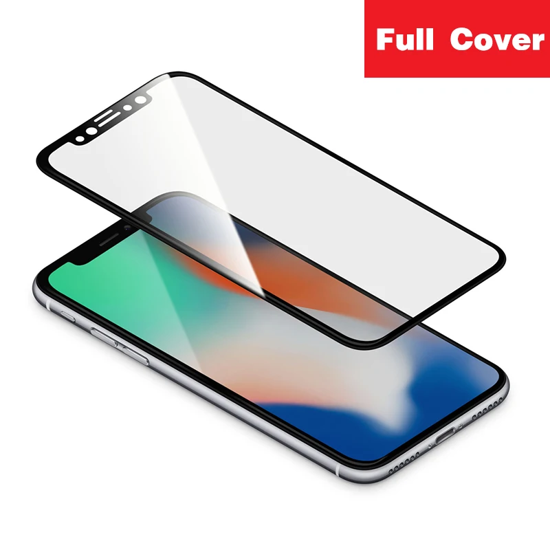

Full Cover Tempered Glass For iPhone X XR XS Max Screen Protector Protective Glass on the For iPhone 6 6s 7 8 Plus X Black Films