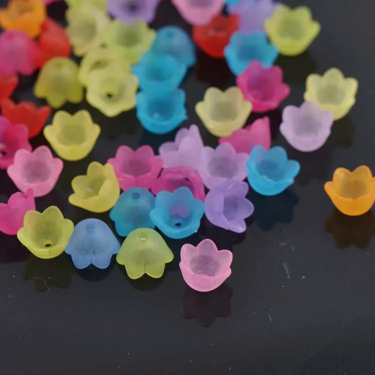 800 Perles Fleur Acrylique Givré - Caps Et Séparateurs 21x19mm, 500g, Couleurs Mélangées, Pour Bijoux Et Artisanat