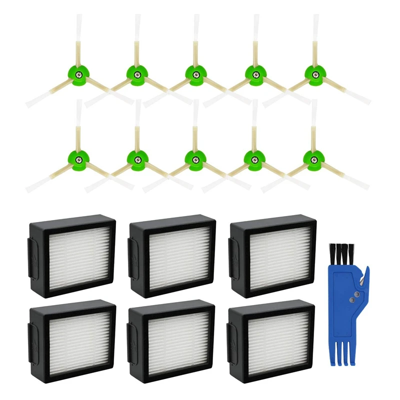 

17 Pack Replacement Parts For Irobot Roomba I7 I7+/I7 Plus E5 E6 Vacuum Cleaner Set (6x Hepa Filters +10x Edge-Sweeping Brushe