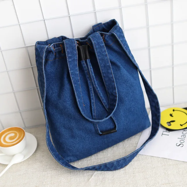 Casual Fashion Hasp Design Black Blue Bucket Denim Vintage Women Casual Fashion Hasp Design Black Blue Bucket Denim Vintage Women Tote Crossbody Bags Lady Handbags Jeans