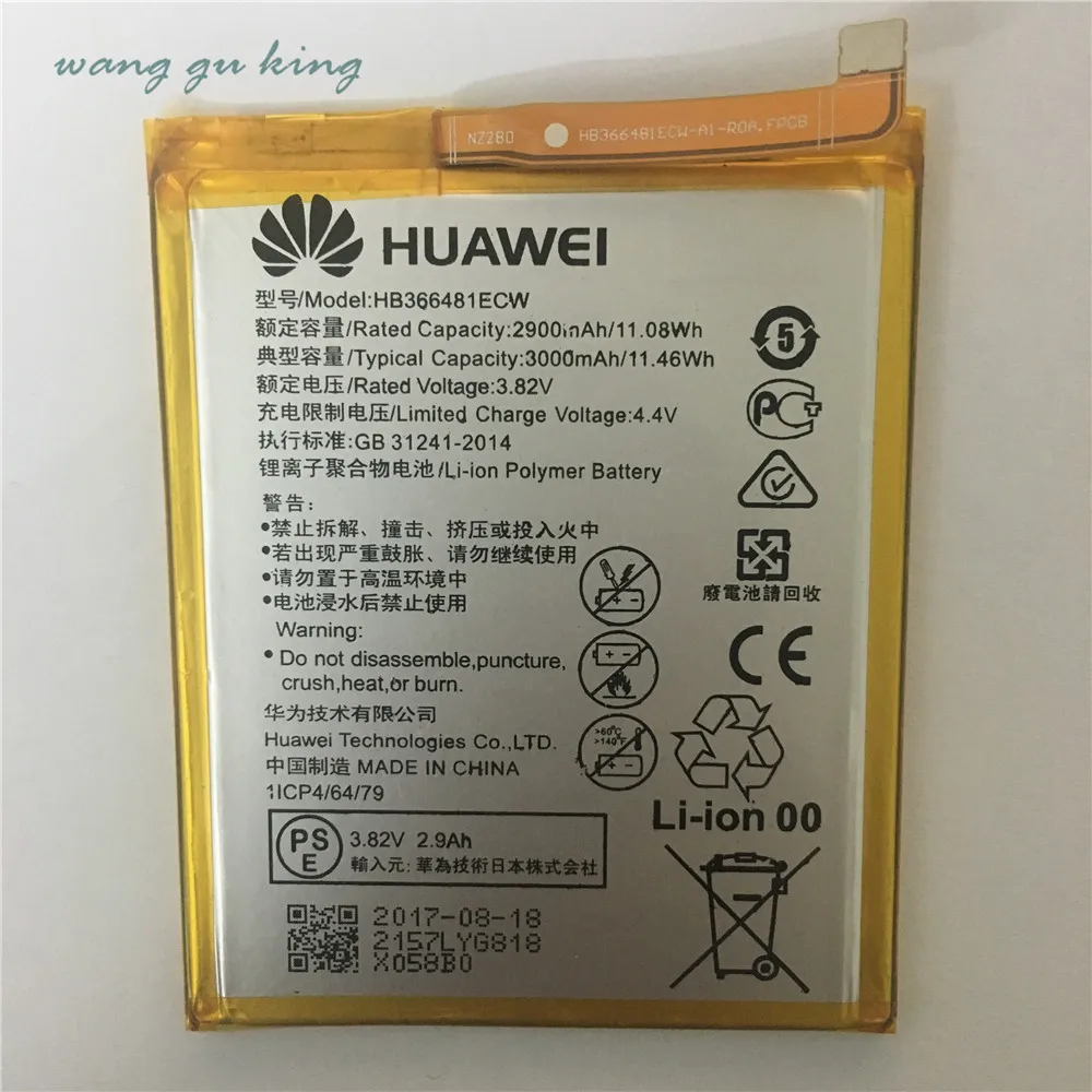 100% оригинал TMIOLOC HB366481ECW настоящая 3000 мАч батарея для Huawei P9 Ascend Lite G9 honor 8 5C