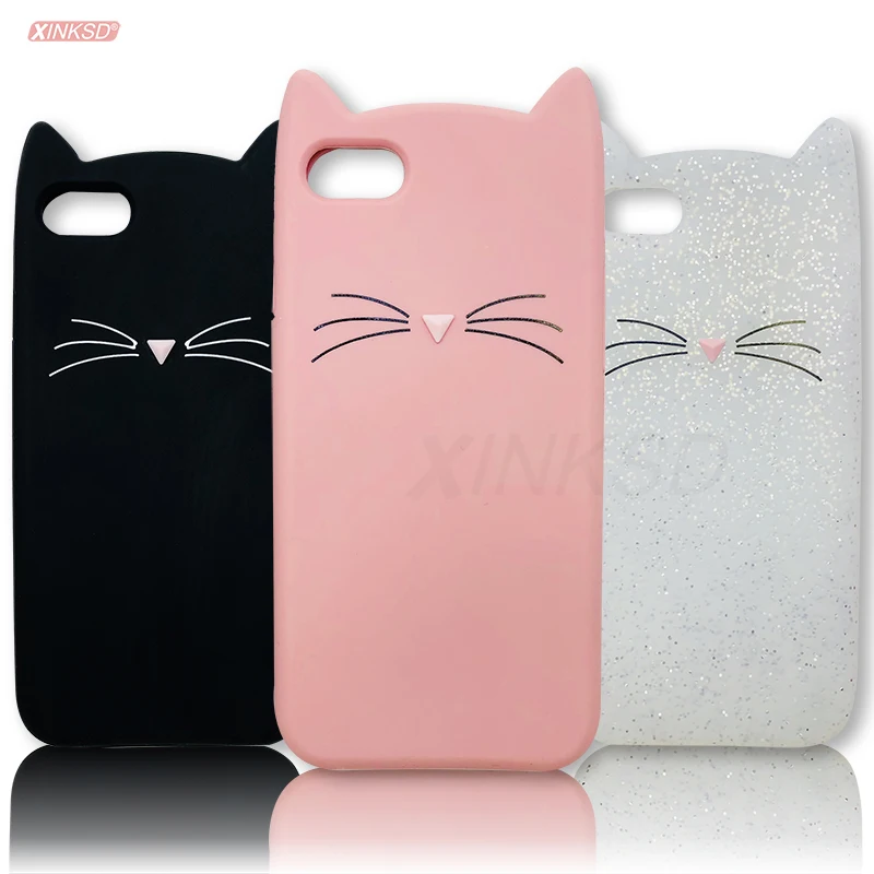 3D Милые усики кошка чехол для iPhone X XR XS MAX Мягкий силиконовый 5 5S SE 6 7 8 plus Coque