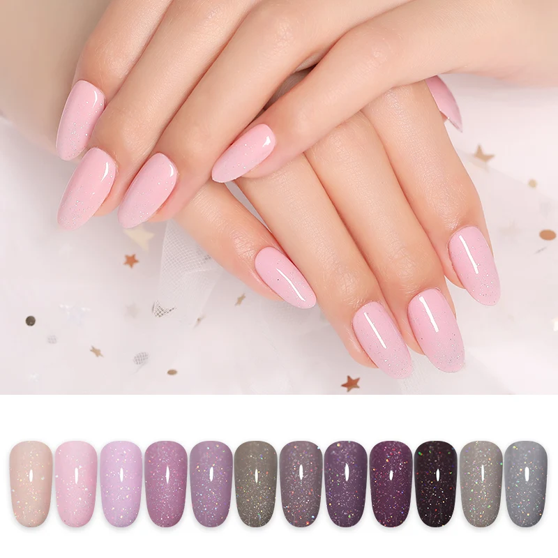 LILYCUTE 7ml Nail Glitter UV Gel Polish Shiny Grey Purple Colors Soak Off Long Lasting UV 5