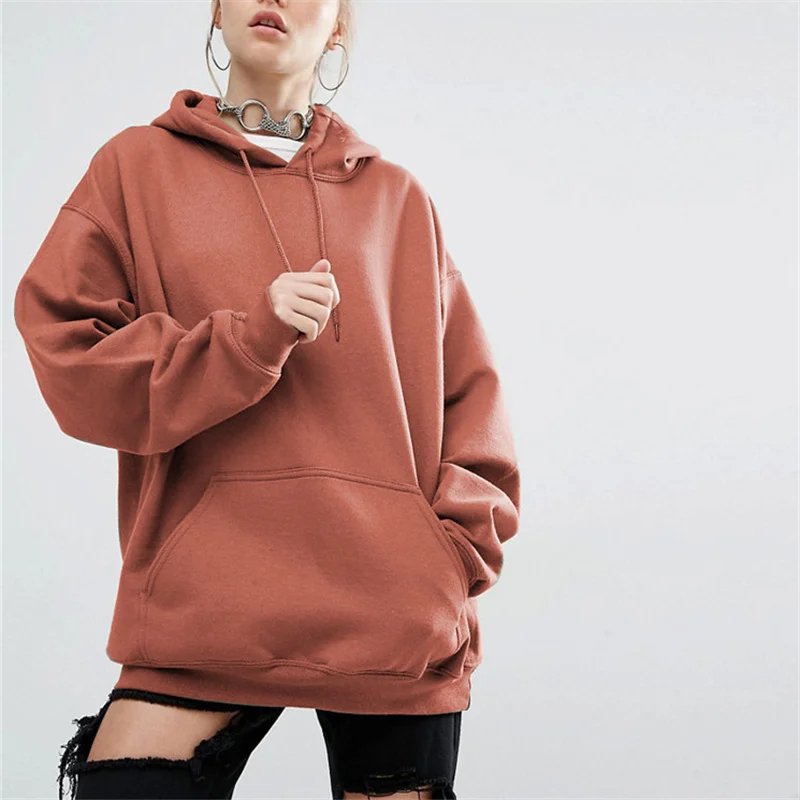 

2019 Autumn/winter New Loose Solid Color Hoodies Sweatshi Plus Size Hoodies Women Long Sleeve Hoodie Harajuku Sweatshirts Women