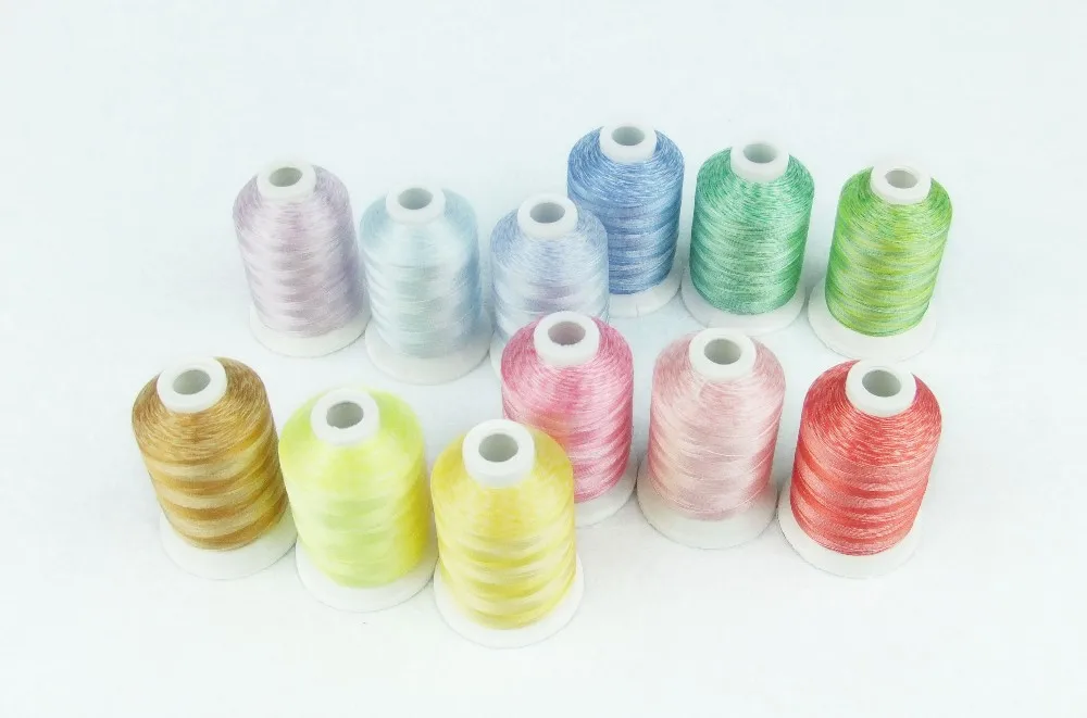 Simthread 12 популярных пестрых цветов полиэфирная вышивальная машина нить 1100 ярдов катушка ниток