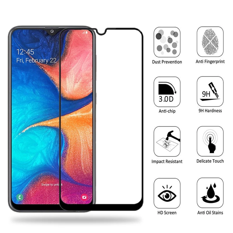3D полное клеевое закаленное стекло для Samsung Galaxy A20 покрытие 9H пленка