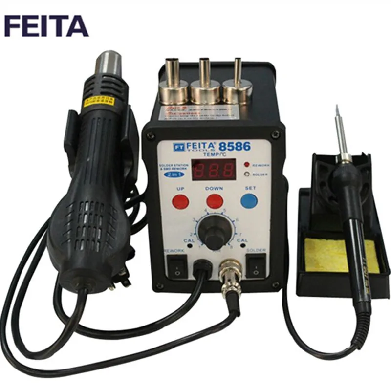 Паяльная станция FEITA FT8586 наладочная для распайки с тепловым феном наконечники ESD