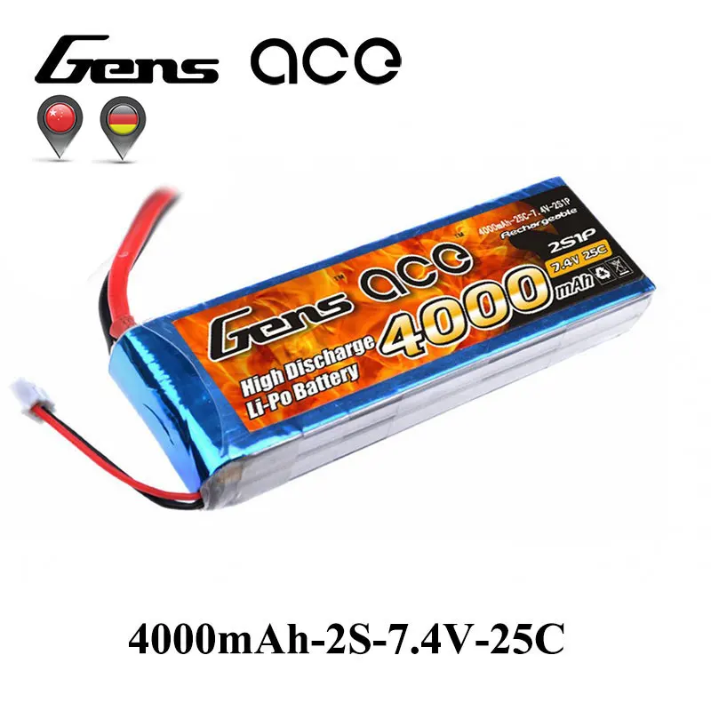 Литий полимерная батарея Gens ace 7 4 В 4000 мА · ч Lipo 2S 25C 50C Т образный разъем