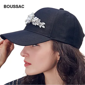 

High Quality New Fashion Cotton Rhinestone Baseball Cap Women Djustable Plain Hat Adjustable Casual Women Snapback Hat KNBH01
