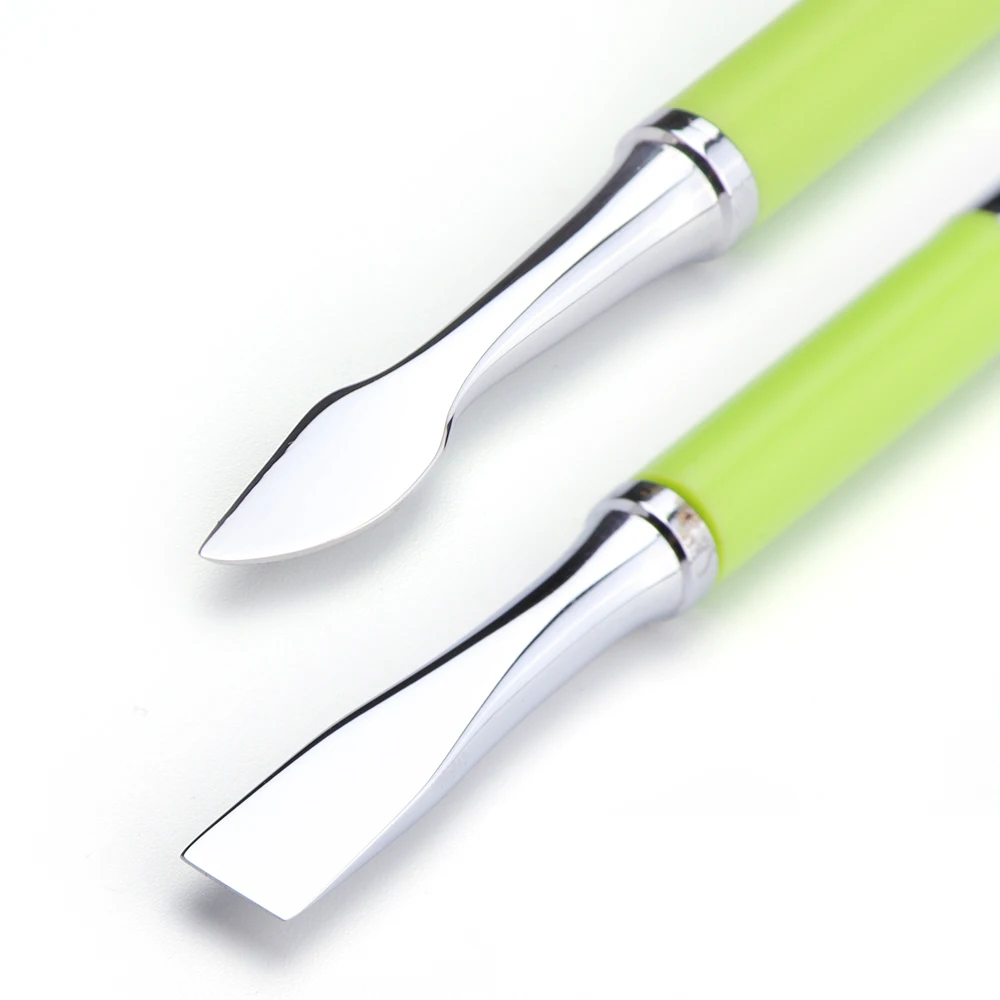 

1pcs Stainless Steel Cuticle Remover Double Sided Poly Gel Polish Remover Dead Skin Cleaning Pen Silicone Handle Manicure LA660