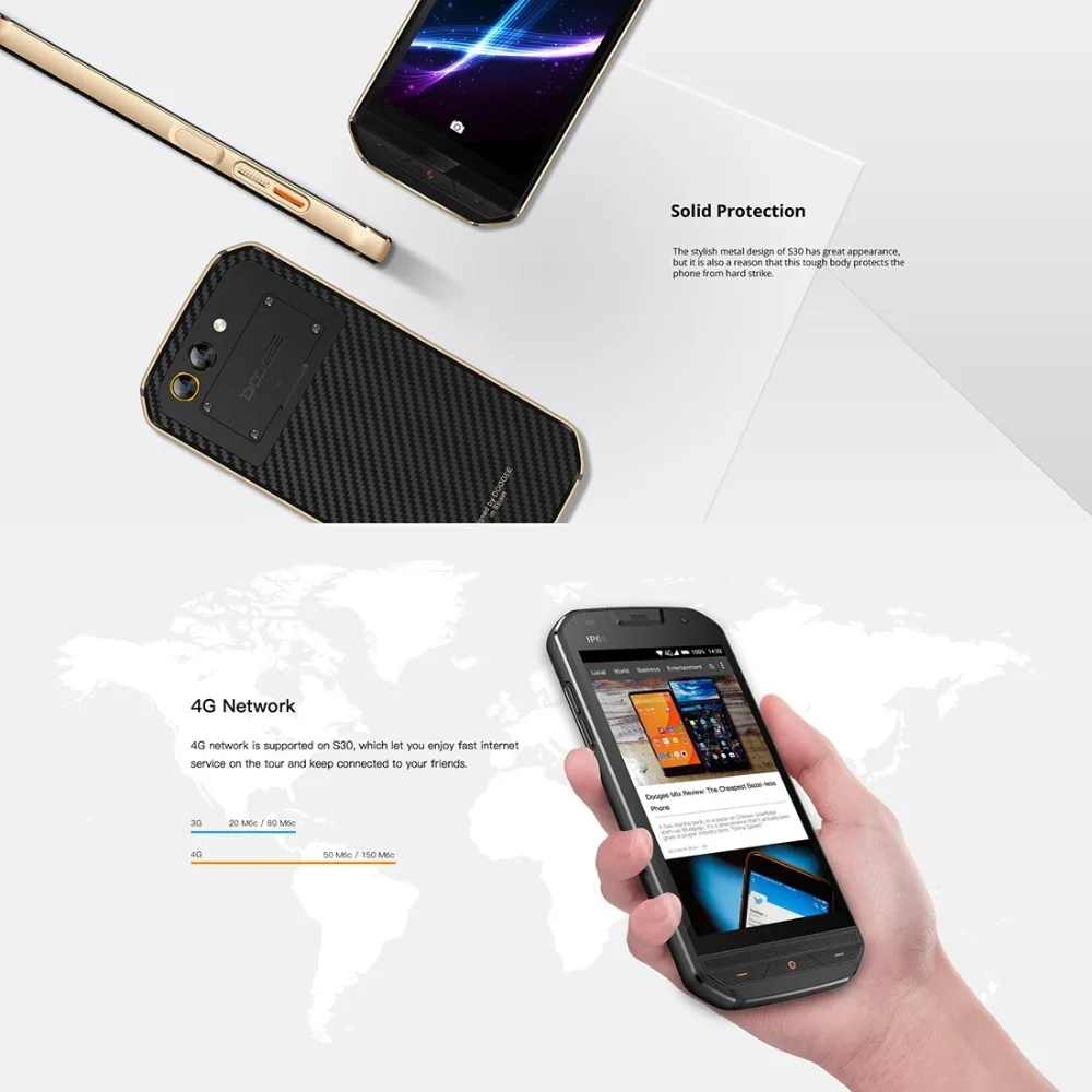 DOOGEE S30 IP68 Водонепроницаемый 8MP задняя двойная камера мобильный телефон 5580 мАч 5,0 \ DOOGEE S30 IP68 Водонепроницаемый 8MP задняя двойная камера мобильный телефон 5580 мАч 5,0 \